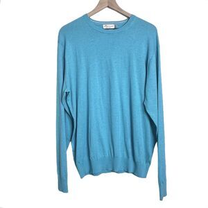 Peter Millar Sweater Turquoise Blue Crown Soft Pullover Golf Crew Neck Silk Sz L